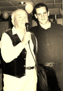 My grandfather Kaz revealing his secret recipe to me and 100 other people at my 21st.